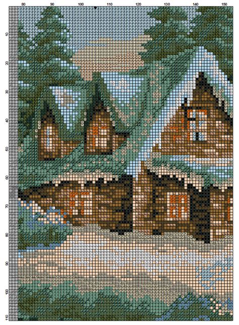 Winter Cabin 48 Cross Stitch Landscape Cross Stitch Art Cross