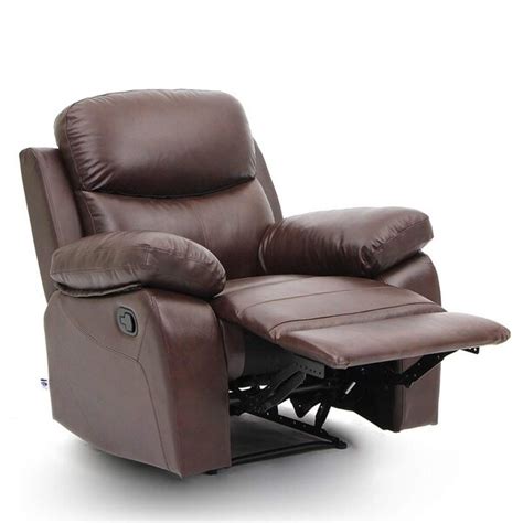Shop Top Grain Leather Sofa Recliner 1 Seat Classical Style In Brown