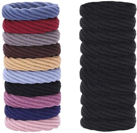 20 Pieces Cotton Hair Ties Seamless Elastic Hair Bands Thick Ponytail