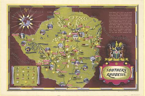 Southern Rhodesia Wall Map1952 Buy Map Of Rhodesia Mapworld