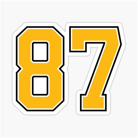 Yellow Number 87 Lucky Sports Jersey Eighty Seven Sticker By