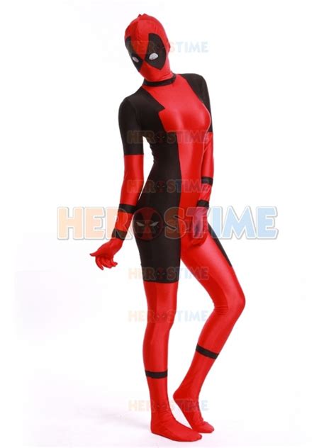 Lady Deadpool Costume Red And Black Spandex Halloween Female Superhero