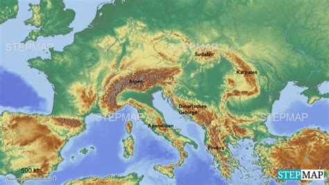 Stepmap Europa Gebirge Landkarte Für Deutschland