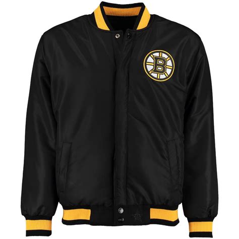 Jh Design Boston Bruins Black Melton Nylon Reversible Full Snap Jacket