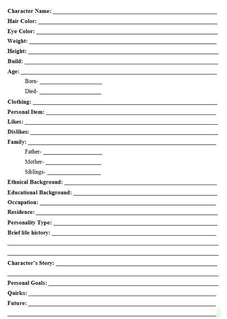 Character Template Book Writing Tips Writing Characters