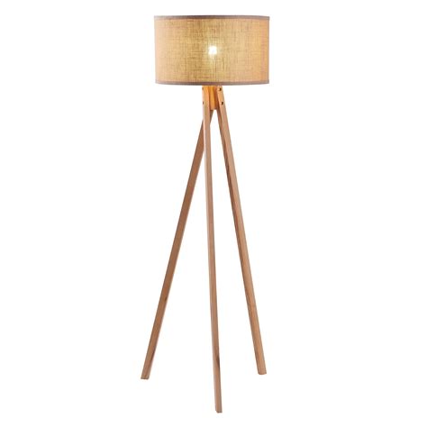 Versanora Hailey Wooden Tripod Floor Lamp With Solid Wood Finish And