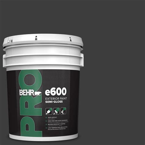 Behr Pro 5 Gal Black Semi Gloss Acrylic Exterior Paint Pr67305 The