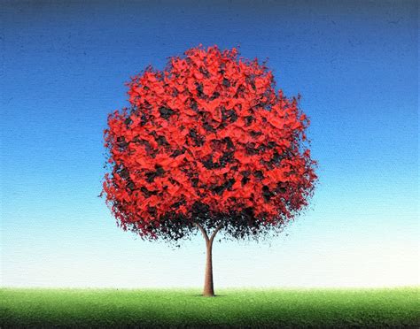 Red Tree Art Print Limited Edition Print Of Landscape Etsy