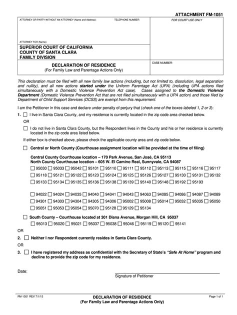 Printable Copy Of Fm 1051 Declaration Of Residence Form Fill Out