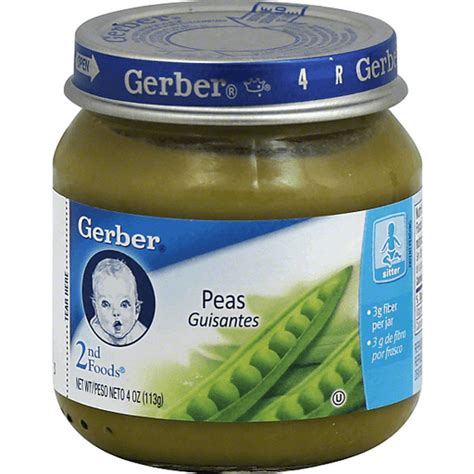 Gerber® 2nd Foods® Peas Baby Food 4 Oz Jar Baby Food And Snacks