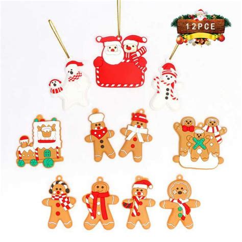 12pcs Gingerbread Man Ornaments For Christmas Tree Mini Gingerman