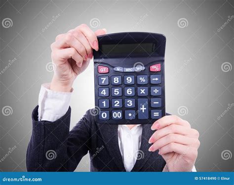 Nerd Female Accountant With The Calculator Stock Photo Image Of Funny