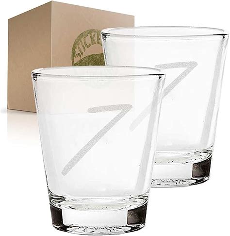 Number 7 Style 64 Seven Etched Glass Shot Glass Set Of Two