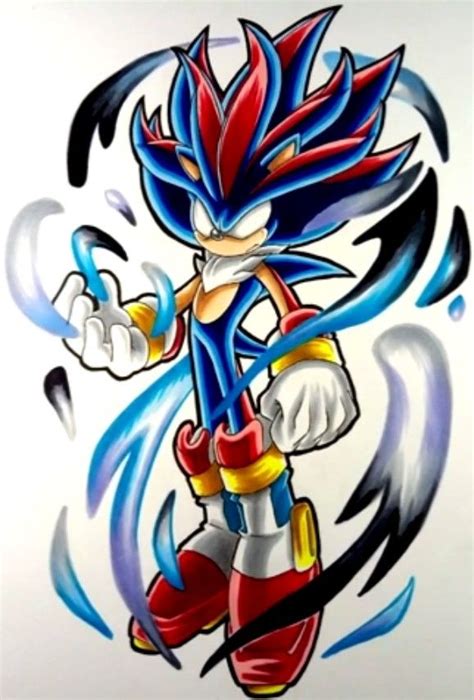 Dark Shavernic Sonic And Shadow Dragon Ball Painting Hedgehog Art