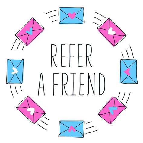 Refer A Friend Text With Blue And Pink Email Or Message With Heart