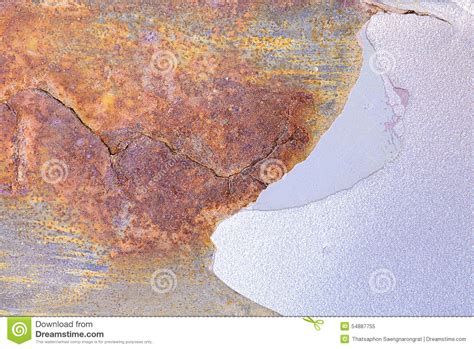 Rusty On Old Metal And Peeling Off Paint Texture Background Stock Image