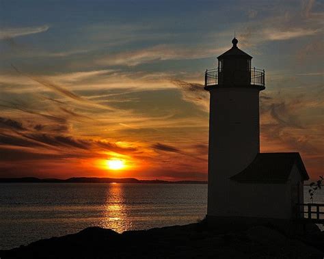 Sunset At Annisquam Lighthouse Gloucester Massachusetts Lighthouse