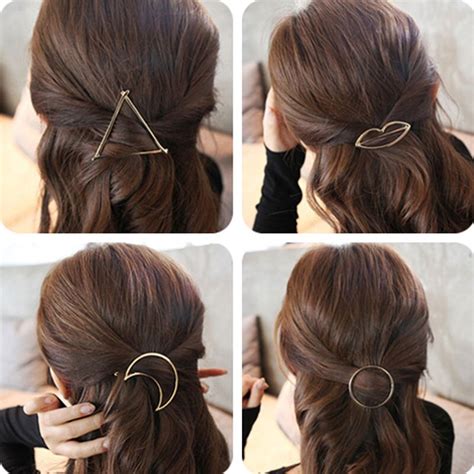 M Mism New Brand Hairpins Triangle Moon Hair Pin Jewelry Lip Round Hair Clip For Women Girl