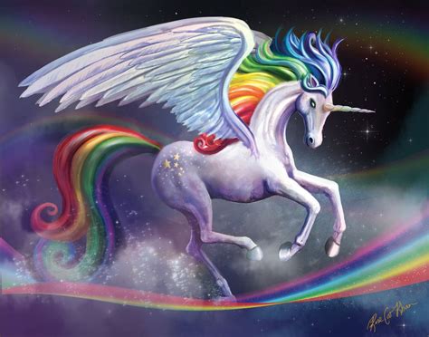 Rainbow Alicorn Pegasus Unicorn Unicorn Horse Fantasy Horses Fantasy