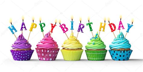 Colorful Birthday Cupcakes On White Stock Photo By ©ruthblack 83967334