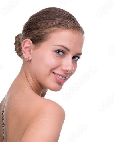 Profile Side Portrait Of Beautiful Young Woman Isolated Over White
