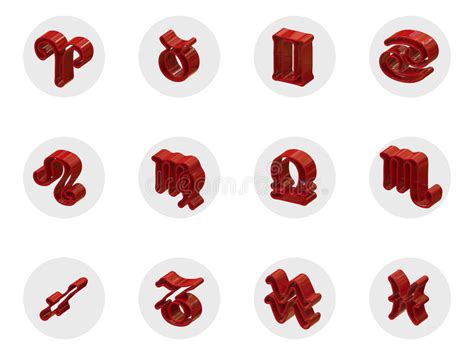 Set Of Isolated 3d Zodiac Icons For Web And Print Stock Illustration
