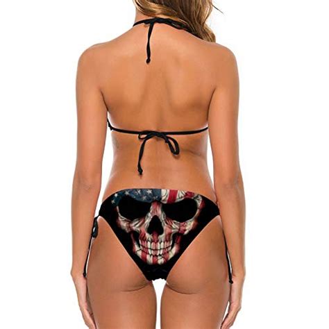 Buy Htrewtregregre Swimsuits American Flag Skull Bikini Set With Bra And Strappy Triangle Briefs