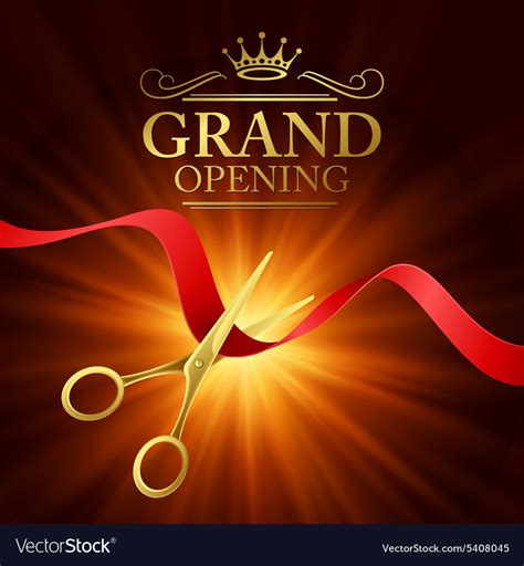 Grand Opening With Red Ribbon And Royalty Free Vector Image