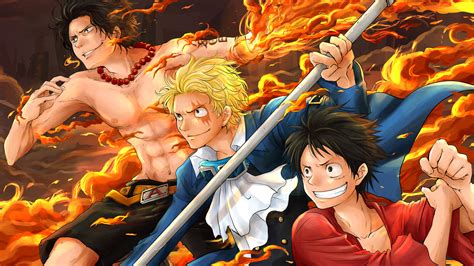 One Piece Luffy Ace Sabo On Fire Hd Anime Wallpapers Hd Wallpapers