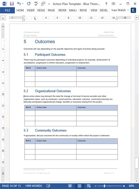 Action Plan Template 14 Page Word Template 7 Excel Spreadsheets