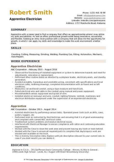 apprenticeship resume sample resume examples