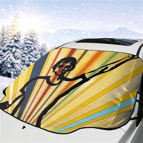 Car Front Window Windshield Snow Cover Retro Style Dj Man