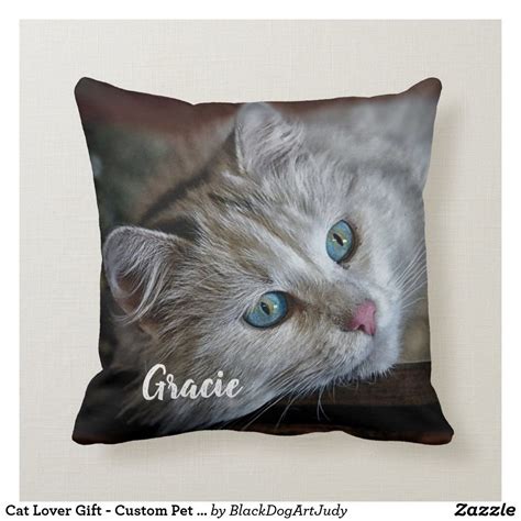 Cat Lover T Custom Pet Photo Keepsake Cat Throw Pillow