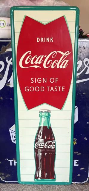 Vintage Robertson 1 60 Coca Cola Fish Tail Bottle Sign Coke Soda Sign