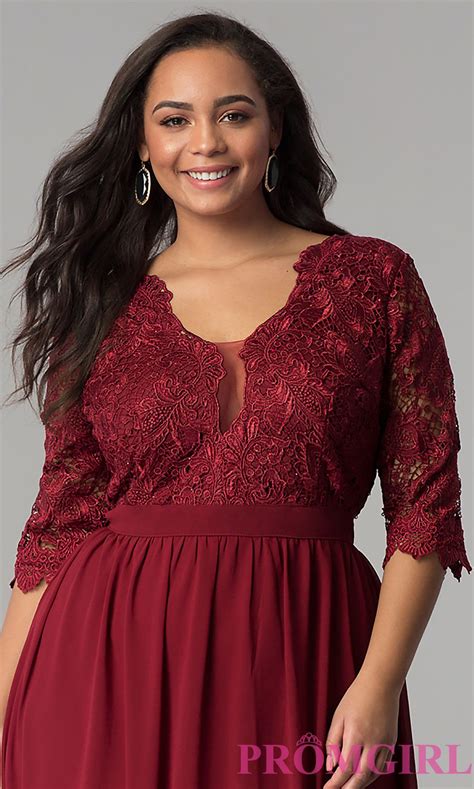 sleeved lace bodice plus size wine red prom dress red prom dress dresses prom dresses