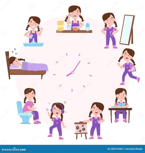 Programa Diario De Sueño Y Despertar Actividades Rutinarias Para Niñas