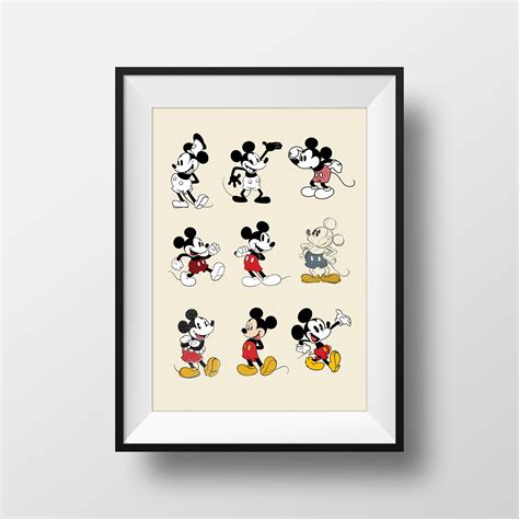 Evolution Of Mickey Mouse Illustration Print Disney Etsy Uk