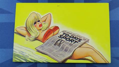 Saucy Bamforth Comic Postcard 1960s Big Boobs Bikini Newspaper Todays Sport 2475 828 Picclick