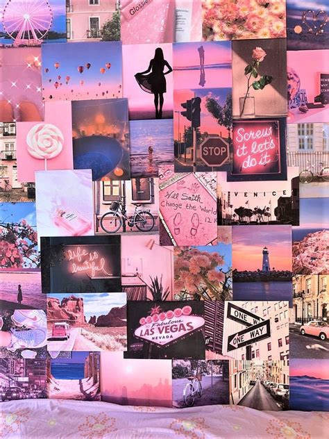 Pink Aesthetic Pretty Retro Wall Collage Kit Vsco Vintage Room Etsy