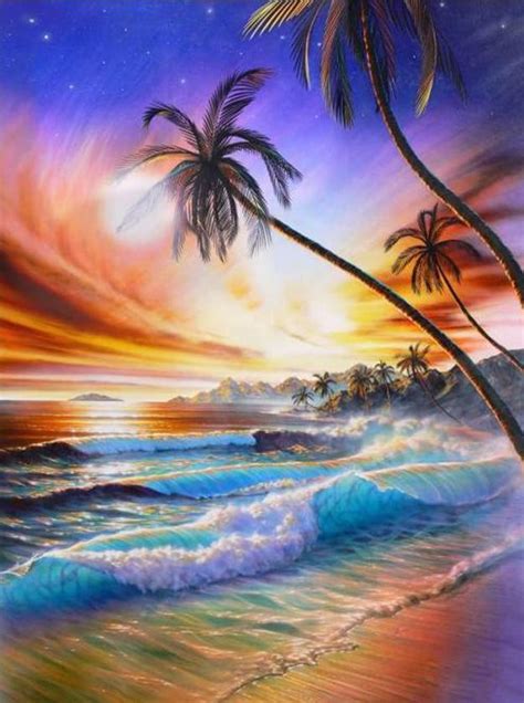 Sunset Beautiful Sea And Rivers Beach Square Diamond Painting For Sale
