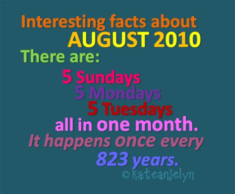 Interesting Facts About August 2010 | SayingImages.com