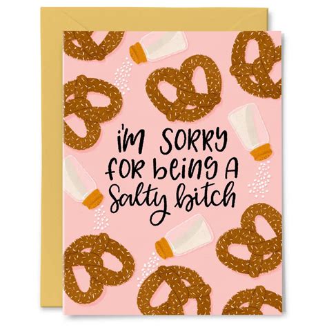sorry for being a salty bitch card paper bunny press outer layer