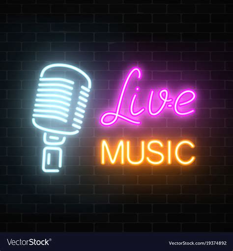 Neon Signboard Nightclub With Live Music Vector Image