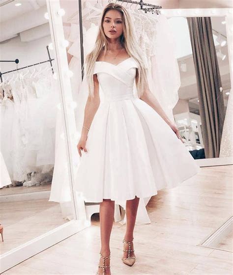 Cute A Line Off Shoulder Short White Prom Dresses Off Shoulder White
