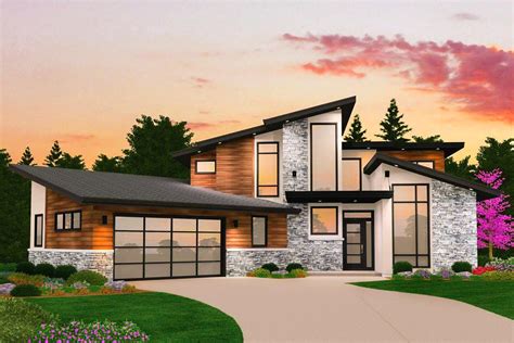 Dynamic 4 Bed Modern House Plan With Vaulted Spaces 85175ms
