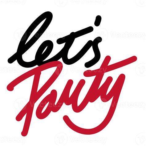 Free Lets Party Word Text Illustration Hand Drawn For Sticker And