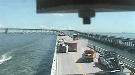 Tractor Trailer Crashes Overturns On Chesapeake Bay Bridge Wbff