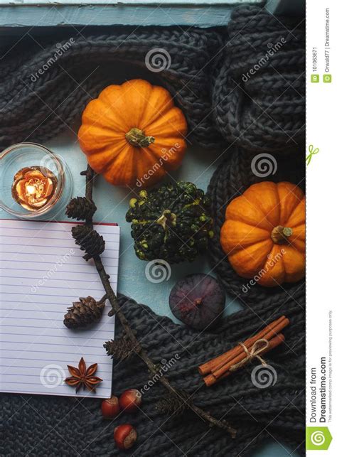 Cozy Autumn Background Notebook Decorative Pumpkins