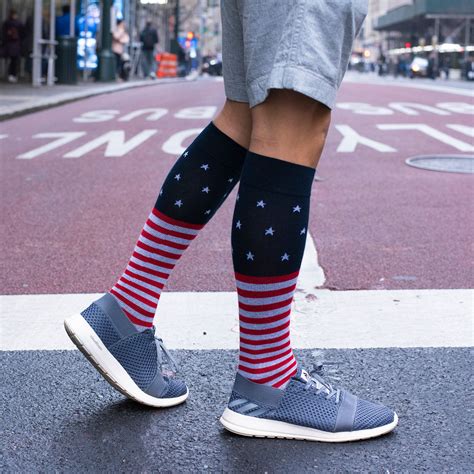 stars stripes knee high compression socks for men dr motion