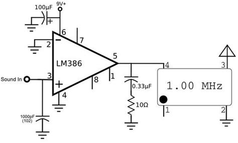 Lm386 Crystal Oscillator Am Transmitter Electronic Schematics Fm